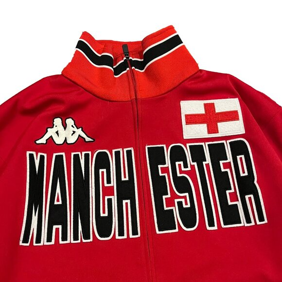 Vintage Kappa Manchester United England Soccer Track Jacket XL Warm up Practice - Picture 7 of 7